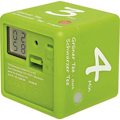 Digital Tea Timer, Ideal Brewing Time, Tea Accessories, Timer, Green, L 60 x W 60 x H 60 mm