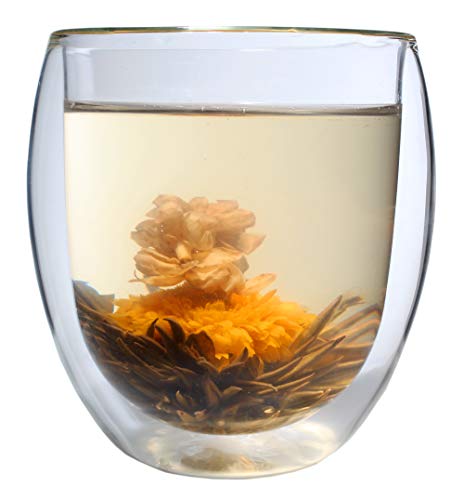 Pahare Ice-Bloom cu pereți dubli Jumbo transparenti de ceai mare cu flori de ceai 320ml Tea Accessories pentru un ceai sau mai multe ceaiuri mereu noi pentru ca sunt sanatoase